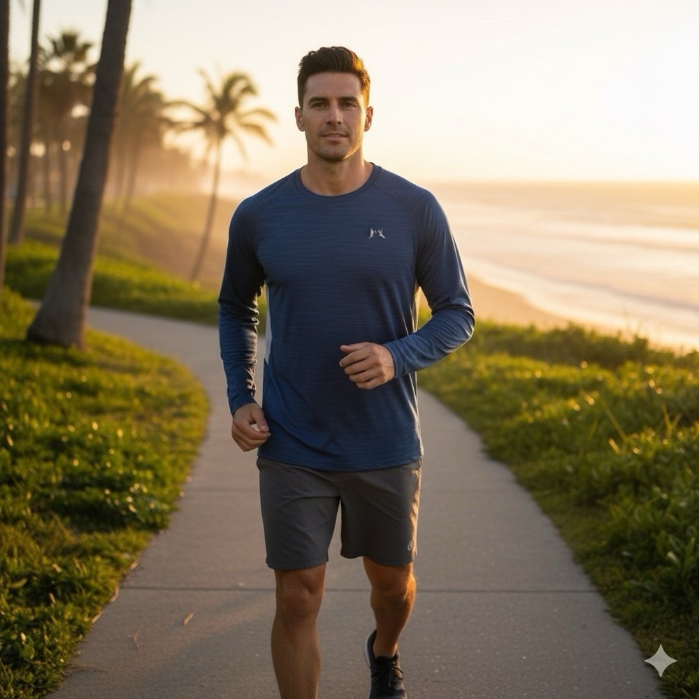Hang Ten Men's XXL Long Sleeve UV Protection Surf Shirt Blue